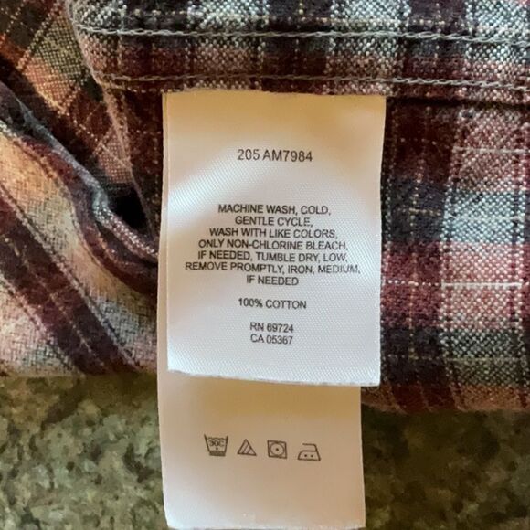 Columbia Casual Red Brown Gray Button Down Flannel Cotton Shirt Men XL Camping - Picture 8 of 8